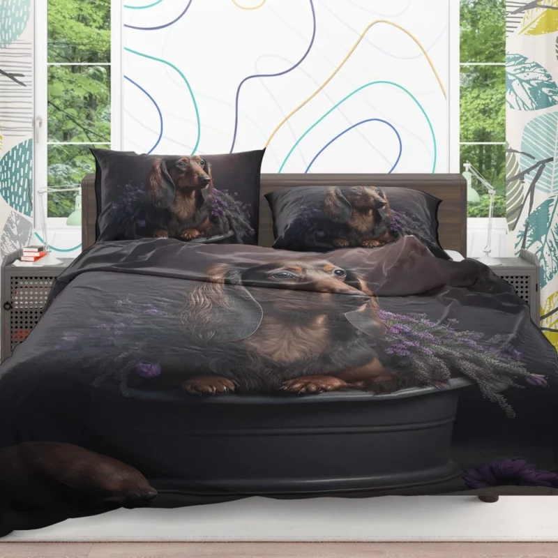 Dog in Purple Pot Bedding Set