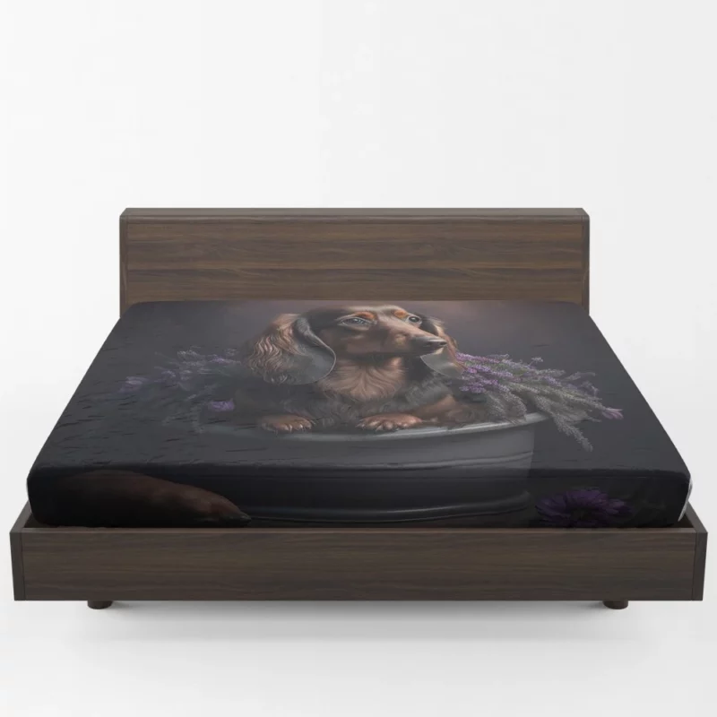 Dog in Purple Pot Fitted Sheet 1