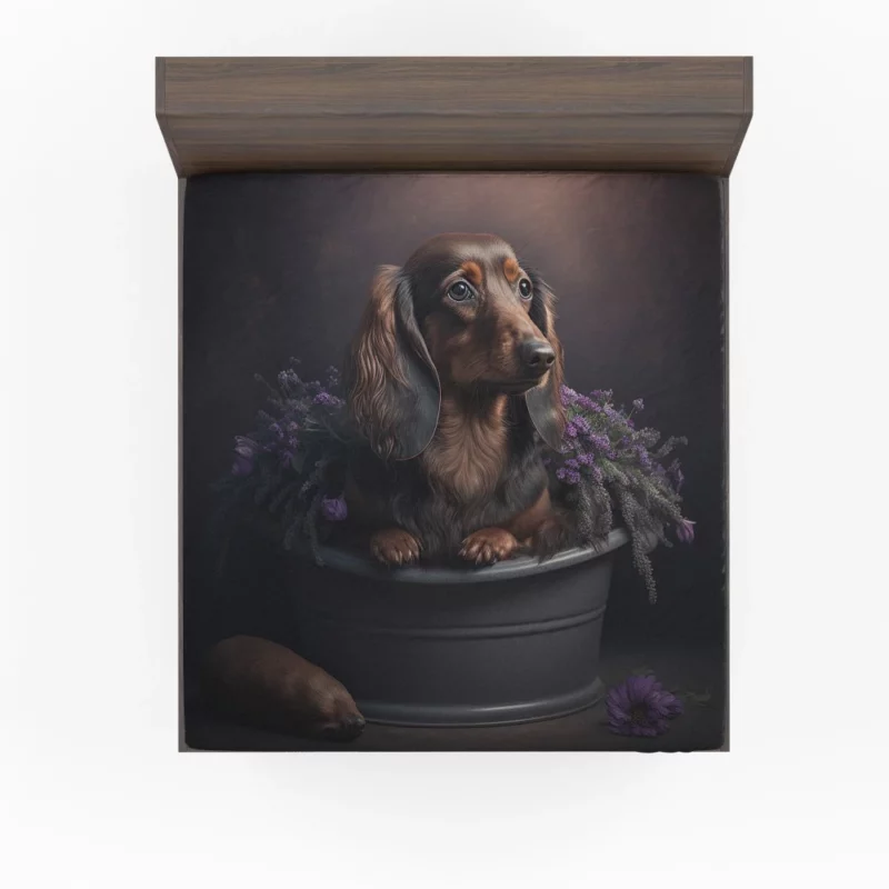 Dog in Purple Pot Fitted Sheet