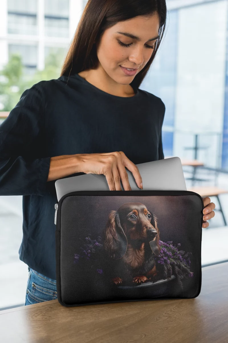 Dog in Purple Pot Laptop Sleeve 1