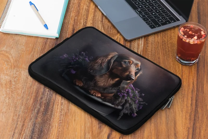 Dog in Purple Pot Laptop Sleeve 2