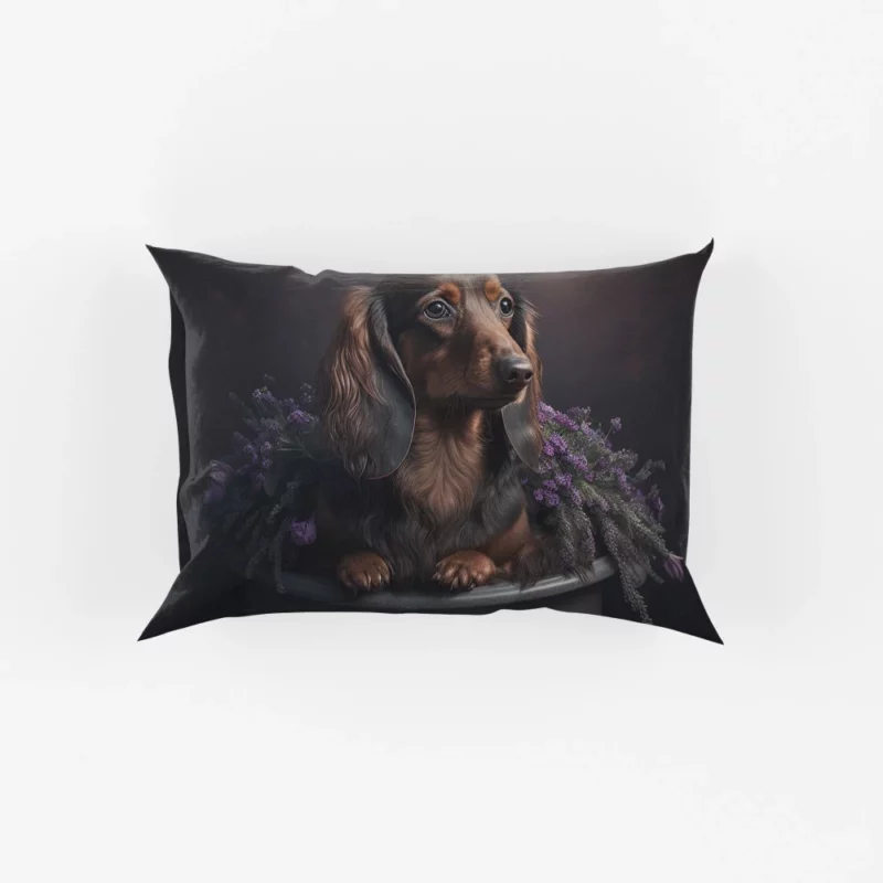 Dog in Purple Pot Pillow Cases