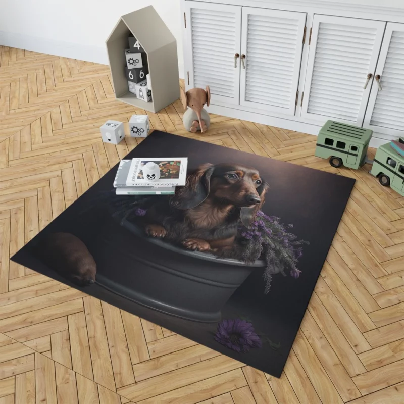 Dog in Purple Pot Rug 1