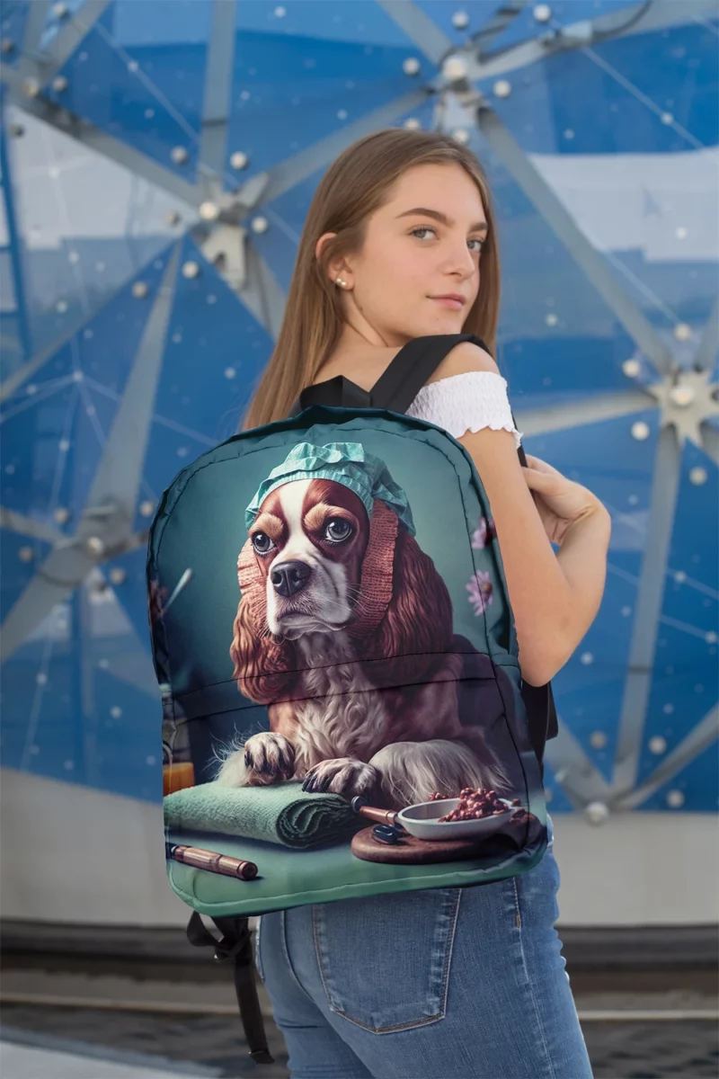 Dog with Blue Cap Painting Print Backpack 2