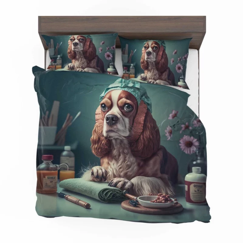 Dog with Blue Cap Painting Print Bedding Set 2
