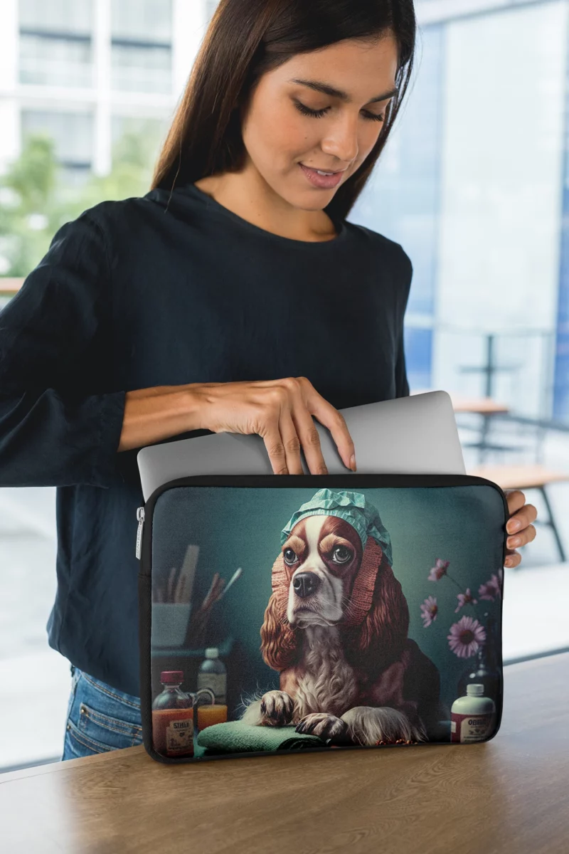 Dog with Blue Cap Painting Print Laptop Sleeve 1