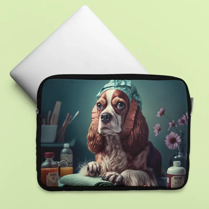 Dog with Blue Cap Painting Print Laptop Sleeve