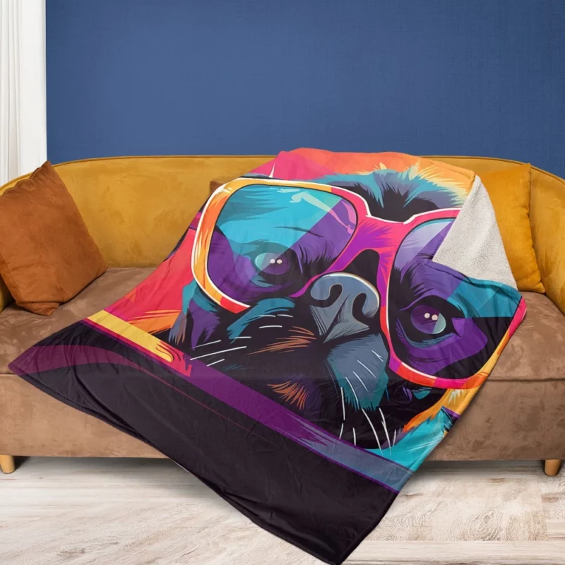 Dog with Sunglasses Fleece Blanket 1