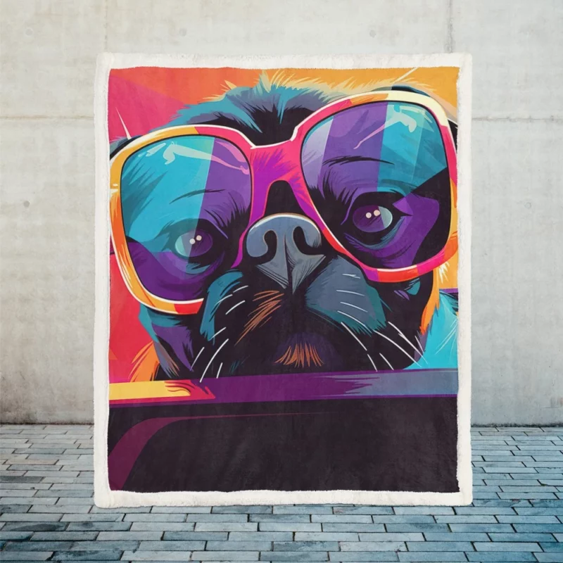 Dog with Sunglasses Sherpa Fleece Blanket