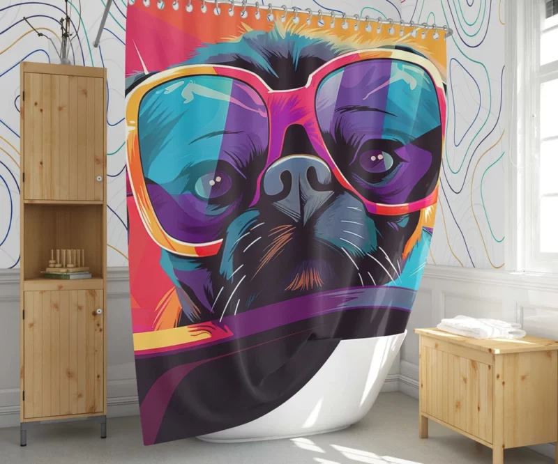 Dog with Sunglasses Shower Curtain 1