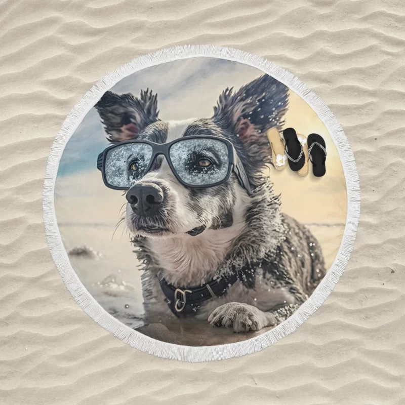 Doggone Refreshing Sky-Water Combo Round Beach Towel
