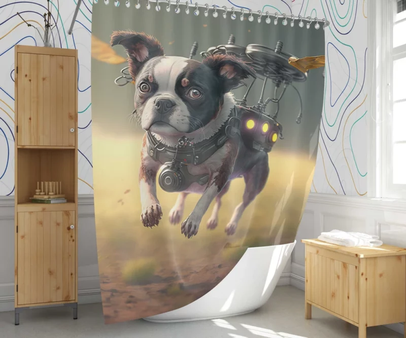 Drone-Dog Outdoors Shower Curtain 1