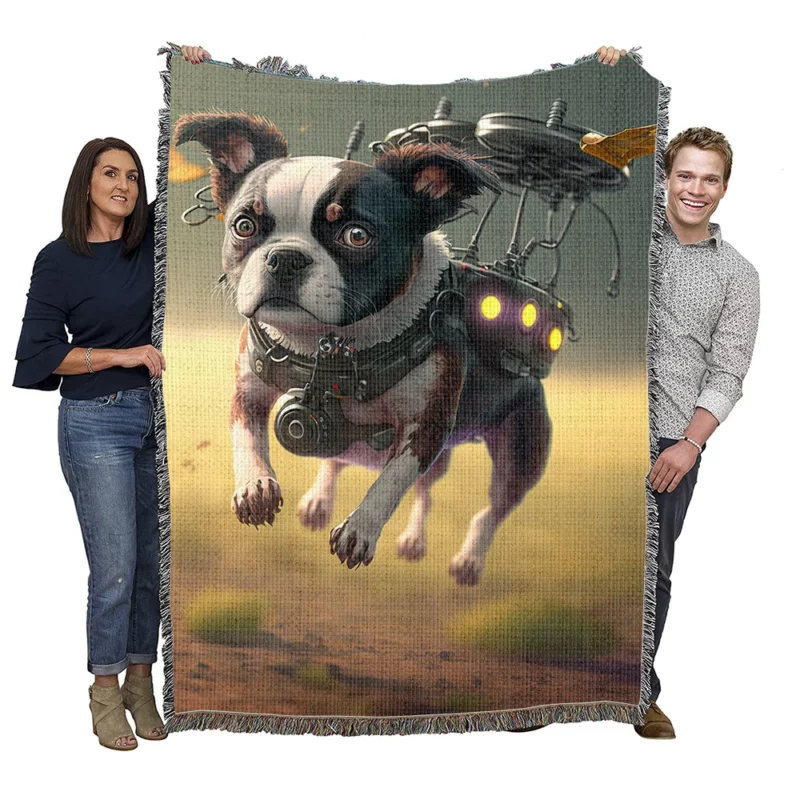 Drone Dog Outdoors Woven Blanket