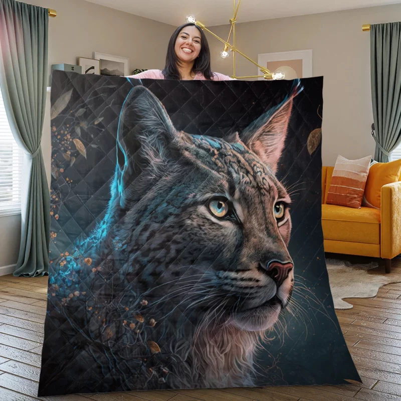 Enchanted Lynx Illustration Quilt Blanket