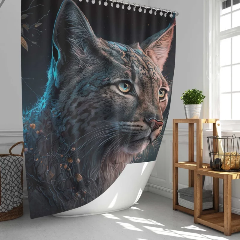 Enchanted Lynx Illustration Shower Curtain