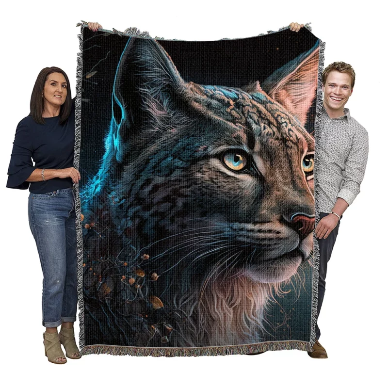 Enchanted Lynx Illustration Woven Blanket