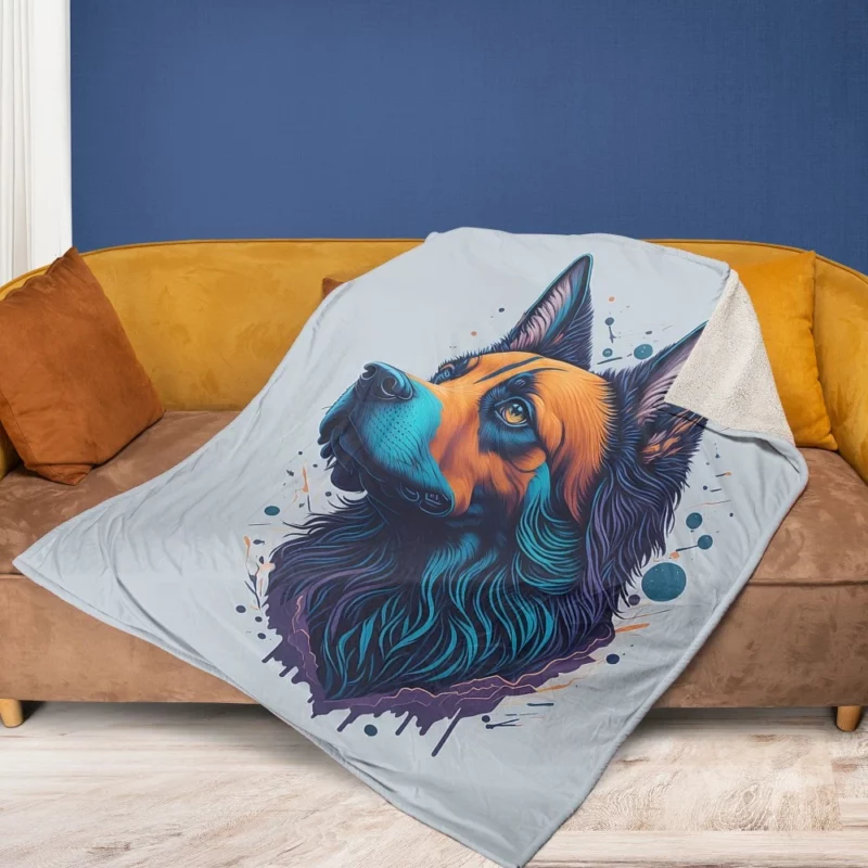 Fantasy Spots Dog Graphic Print Fleece Blanket 1