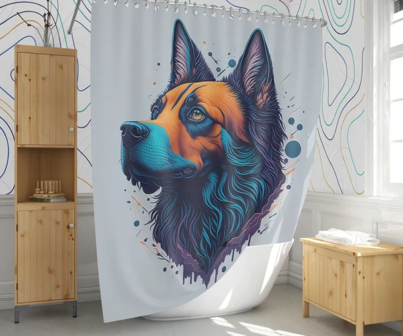 Fantasy Spots Dog Graphic Print Shower Curtain 1