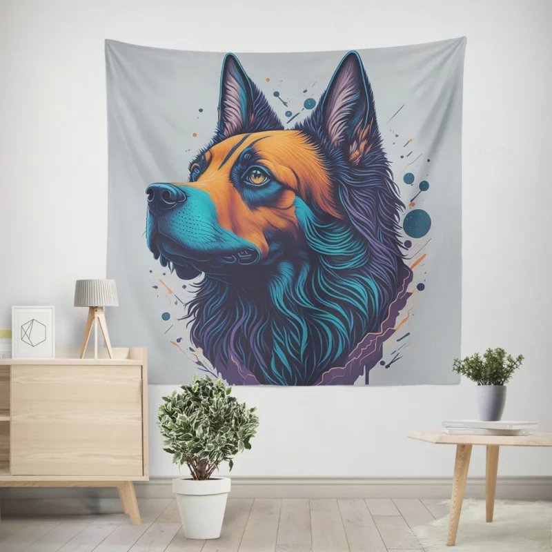 Fantasy Spots Dog Graphic Print Wall Tapestry