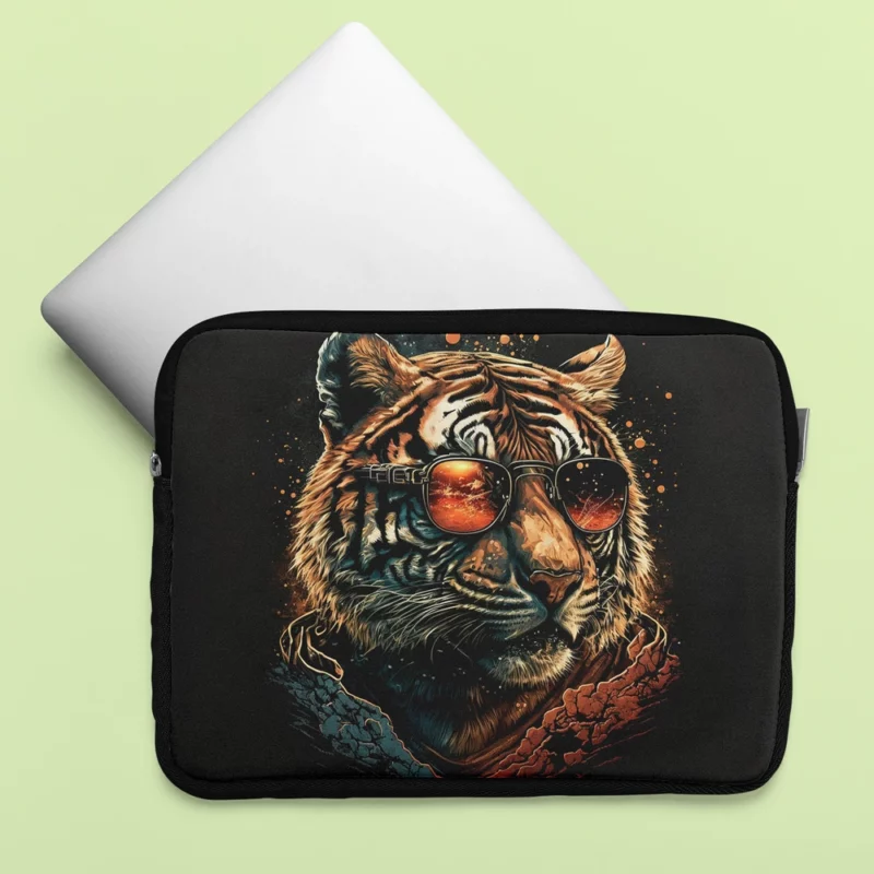 Fashionable Feline Trendy Tiger Laptop Sleeve