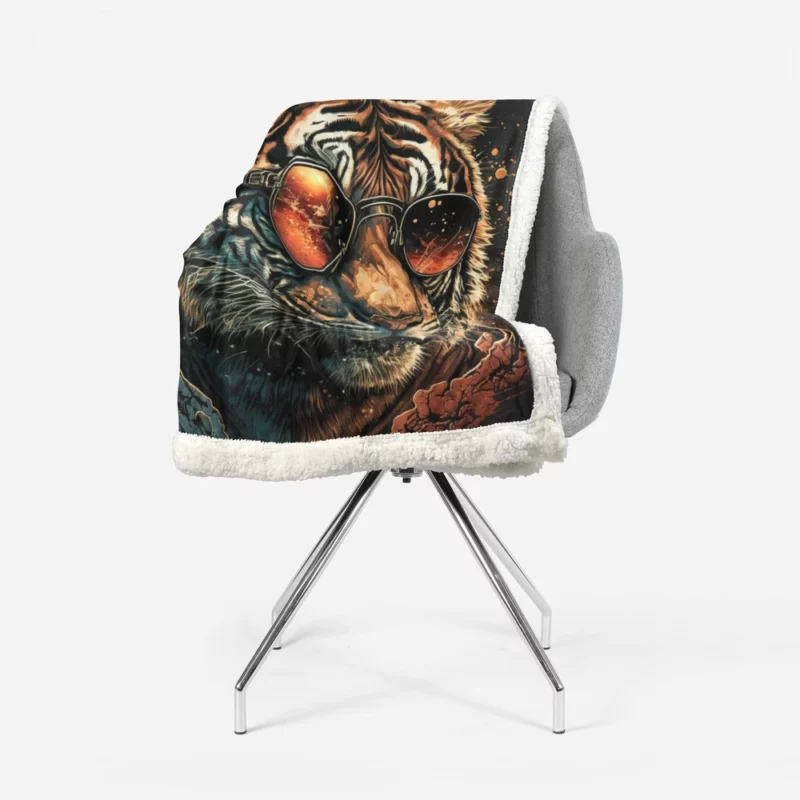 Fashionable Feline Trendy Tiger Sherpa Fleece Blanket 1