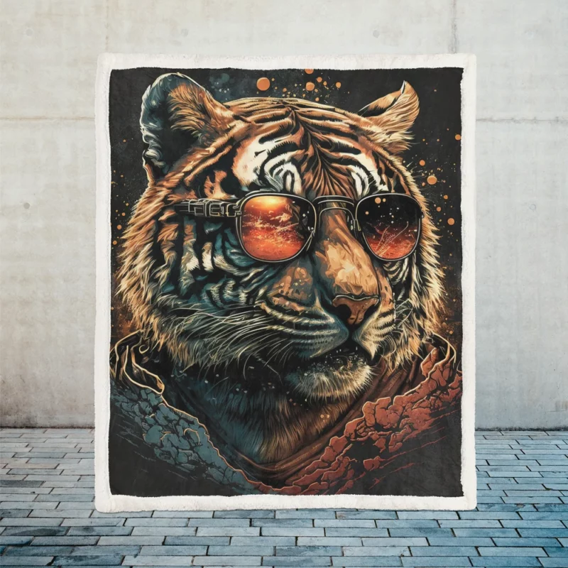 Fashionable Feline Trendy Tiger Sherpa Fleece Blanket