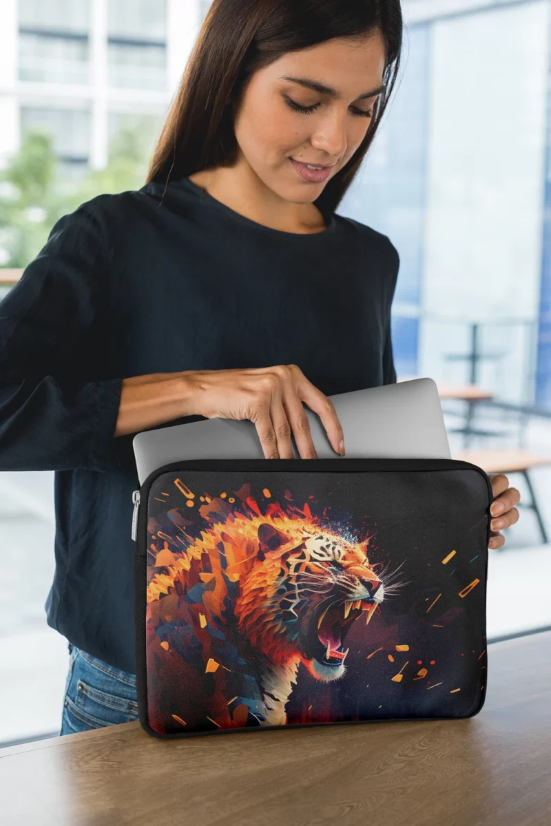 Fiery Tiger Face with Word Tiger Laptop Sleeve 1