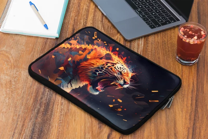 Fiery Tiger Face with Word Tiger Laptop Sleeve 2