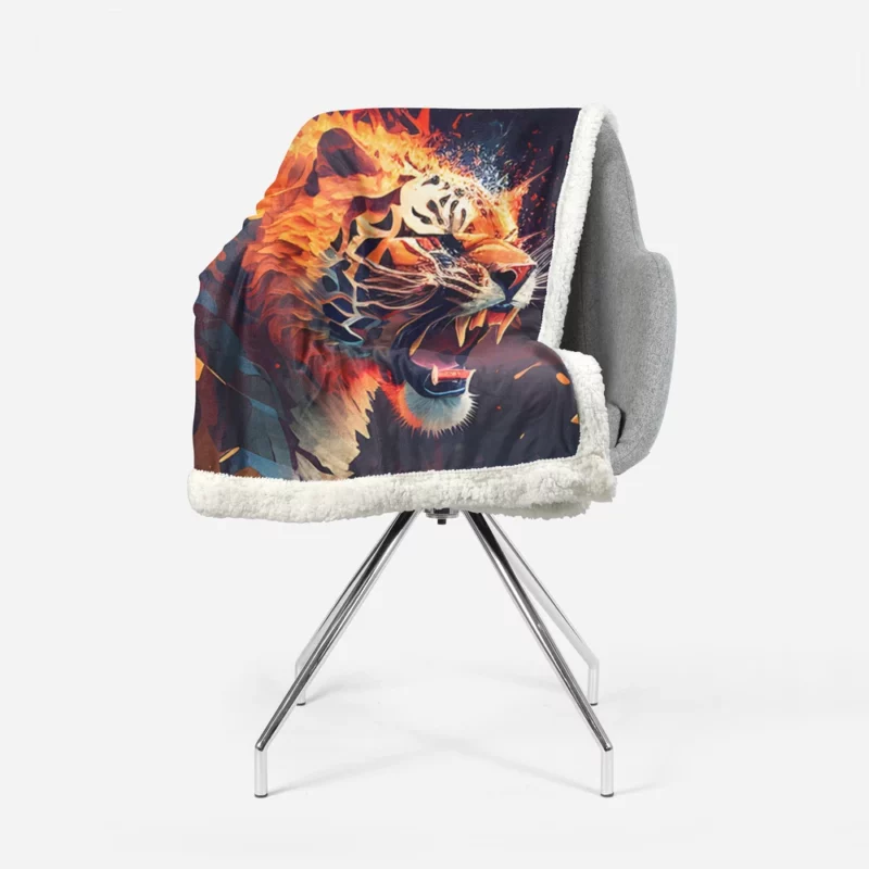 Fiery Tiger Face with Word Tiger Sherpa Fleece Blanket 1