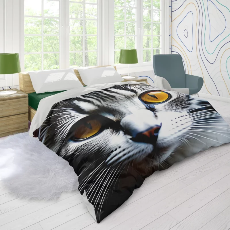 Fiery and Icy Cat Art Print Duvet Cover