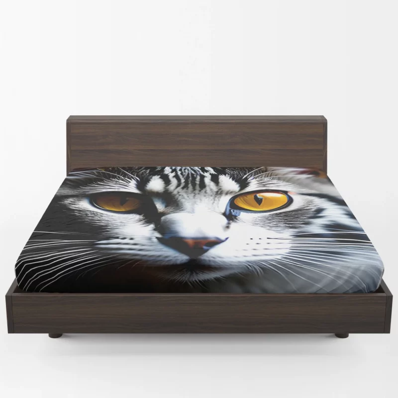 Fiery and Icy Cat Art Print Fitted Sheet 1