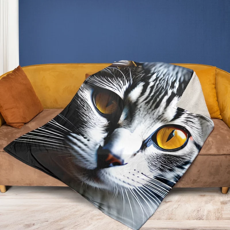 Fiery and Icy Cat Art Print Fleece Blanket 1