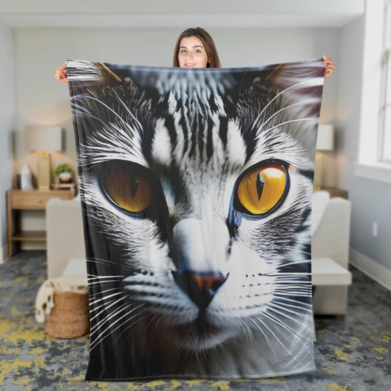 Fiery and Icy Cat Art Print Fleece Blanket 2