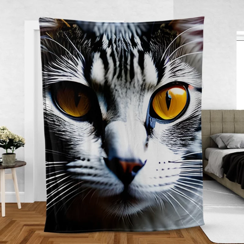 Fiery and Icy Cat Art Print Fleece Blanket