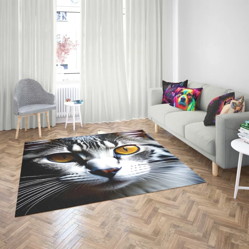 Fiery and Icy Cat Art Print Rug 2