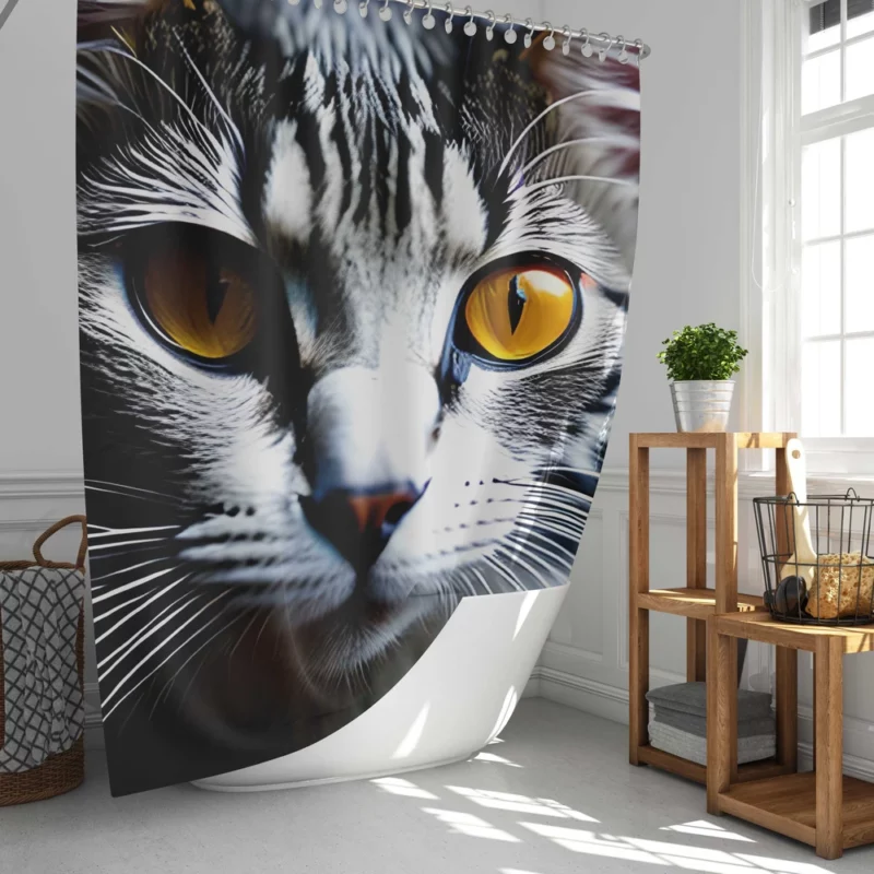 Fiery and Icy Cat Art Print Shower Curtain