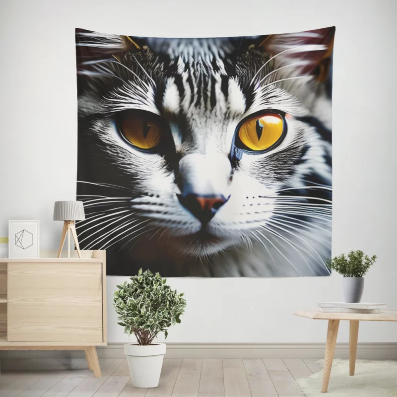 Fiery and Icy Cat Art Print Wall Tapestry