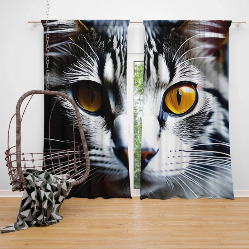 Fiery and Icy Cat Art Print Window Curtain