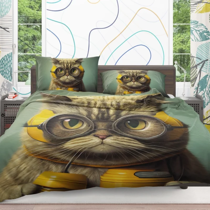 Fireman Helmet Cat Pet Bedding Set