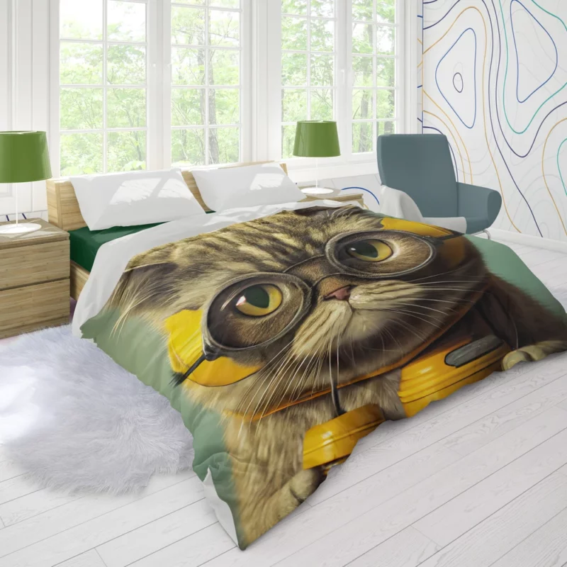 Fireman Helmet Cat Pet Duvet Cover