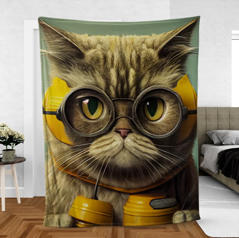 Fireman Helmet Cat Pet Fleece Blanket