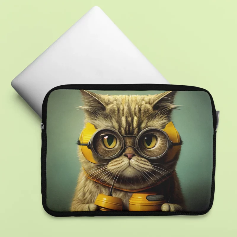 Fireman Helmet Cat Pet Laptop Sleeve