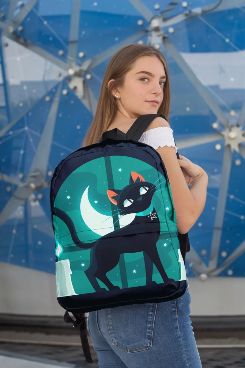 Flat Halloween Cat Illustration Backpack 2