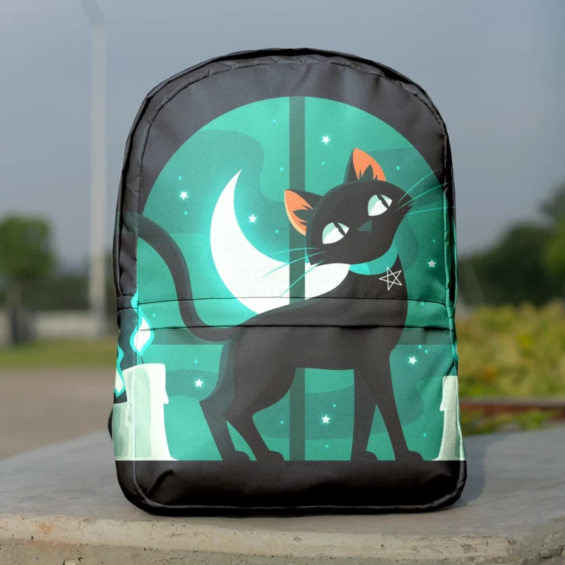 Flat Halloween Cat Illustration Backpack