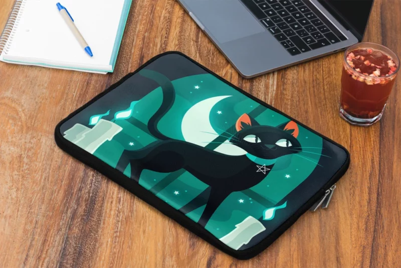 Flat Halloween Cat Illustration Laptop Sleeve 2