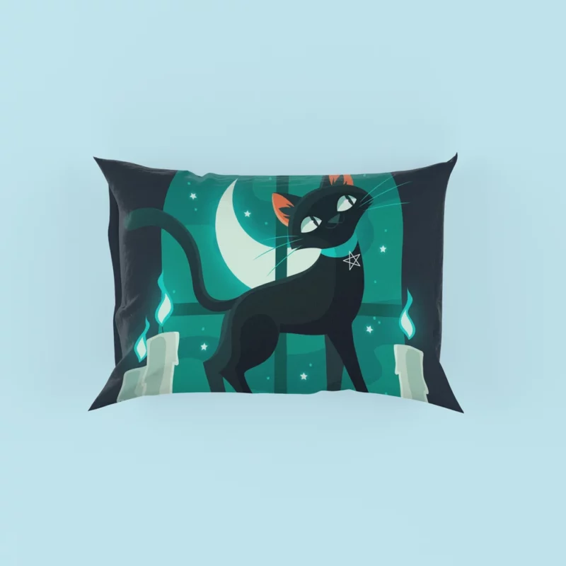 Flat Halloween Cat Illustration Pillow Cases