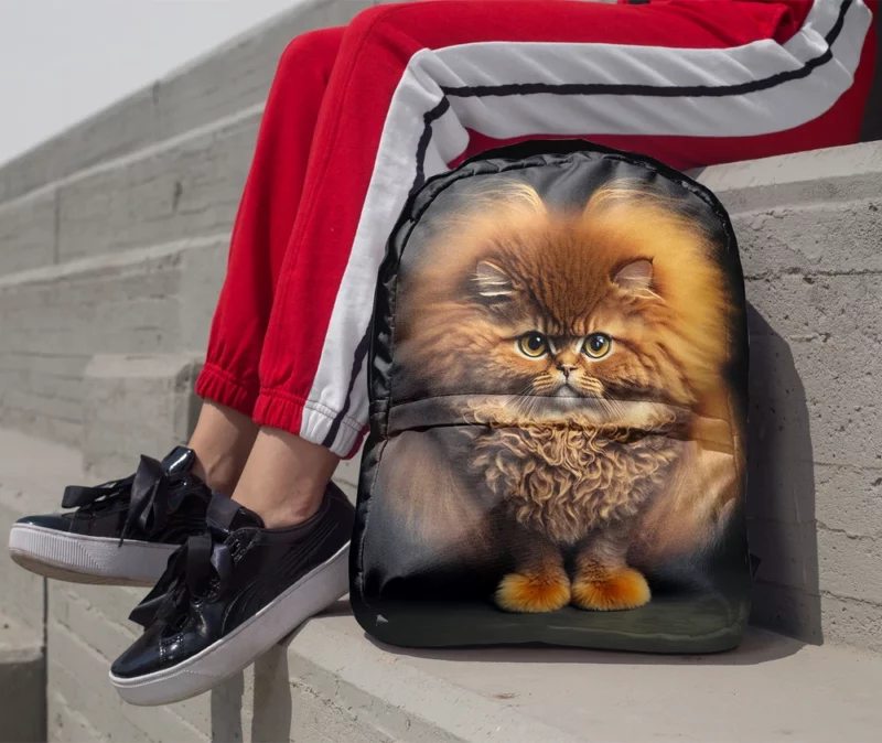 Fluffy Faced Cat on Dark Background Backpack 1