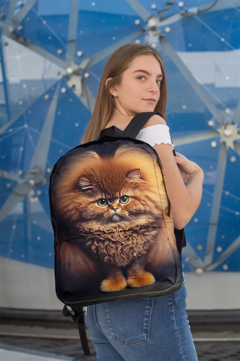 Fluffy Faced Cat on Dark Background Backpack 2