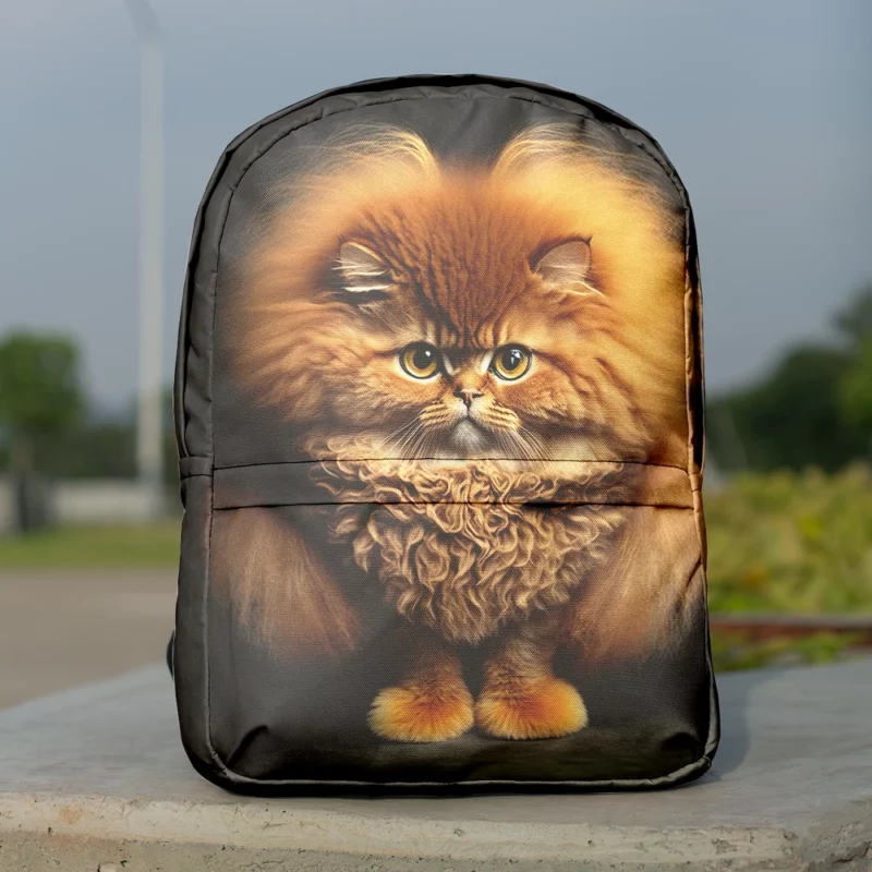 Fluffy Faced Cat on Dark Background Backpack