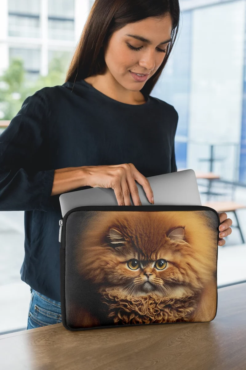 Fluffy Faced Cat on Dark Background Laptop Sleeve 1